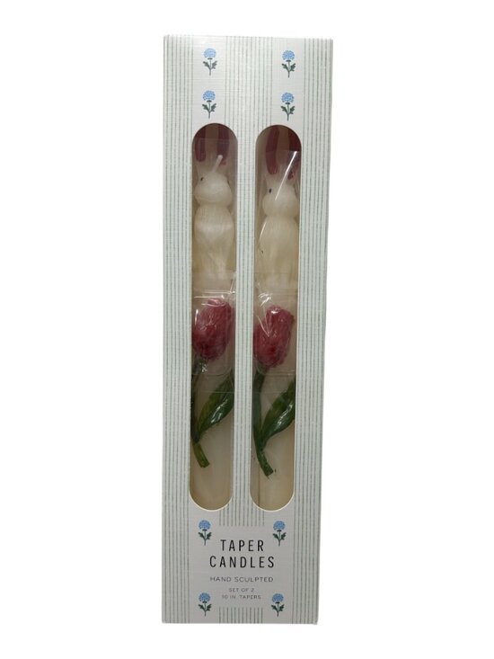 Anthropologie Other - Anthropologie NEW Rose Bunny 10" Hand Crafted Floral Taper Candles Set of 2